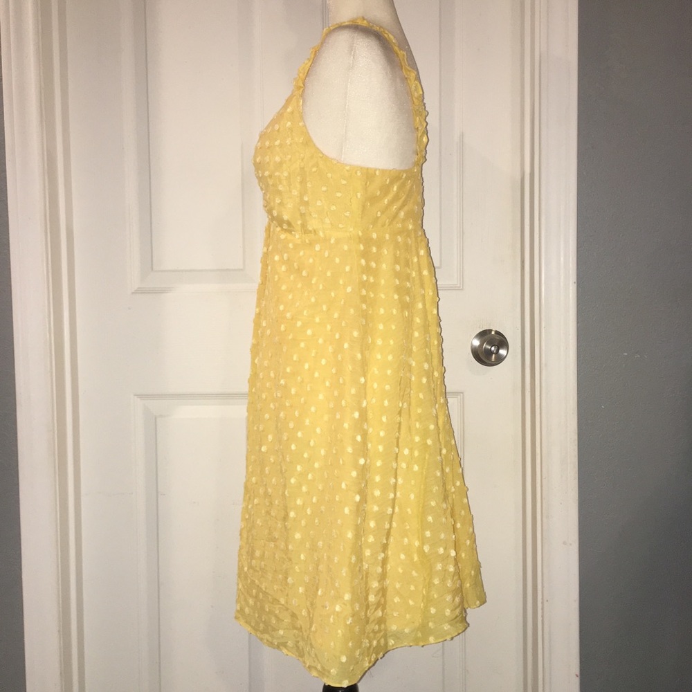 Nine West Yellow Polka Dot Dress Skater Flare Silk - Picture 3 of 5
